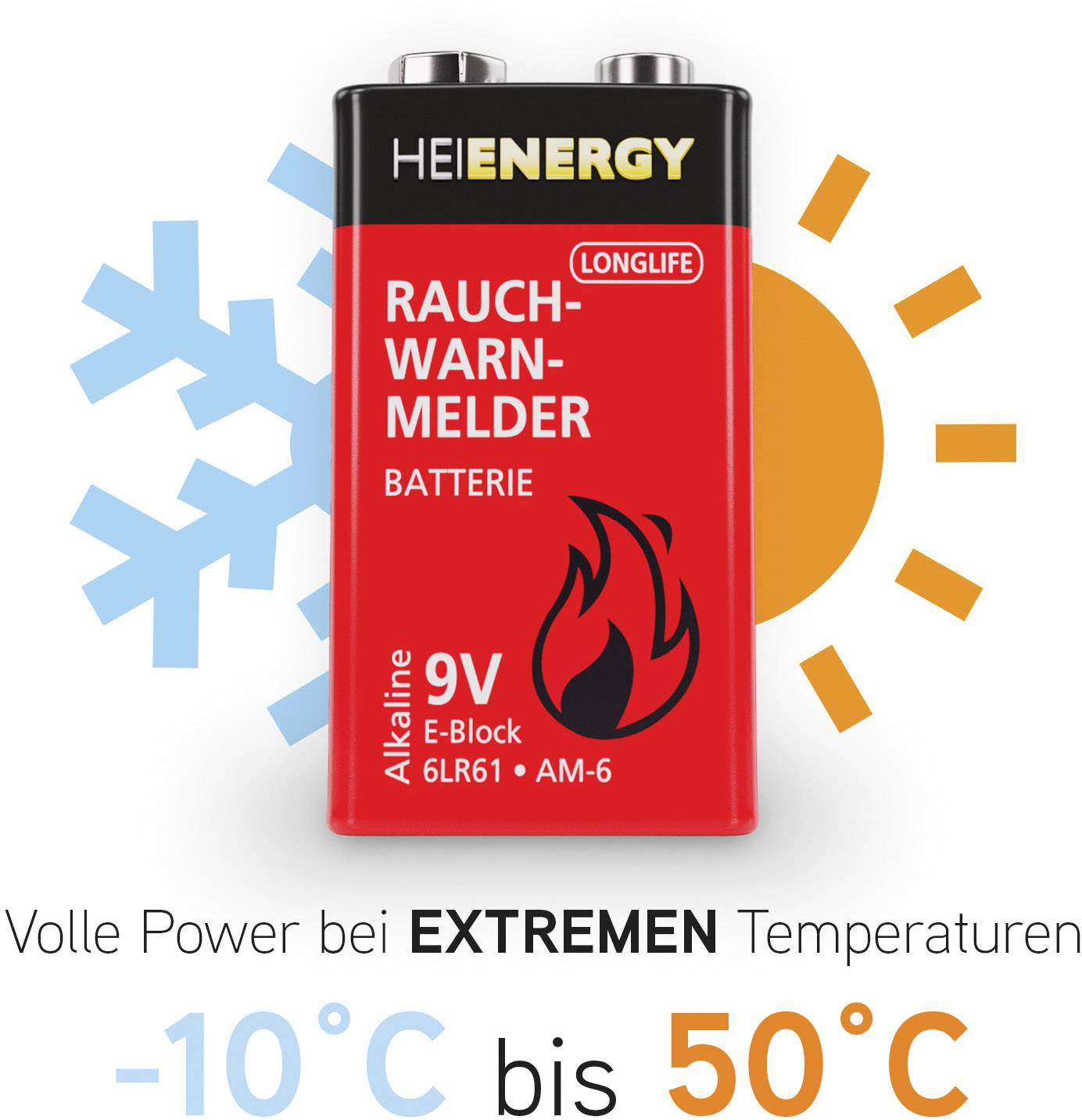 Heitech 9V Block-Batterie Alkali-Mangan 450 mAh 9V 2St.