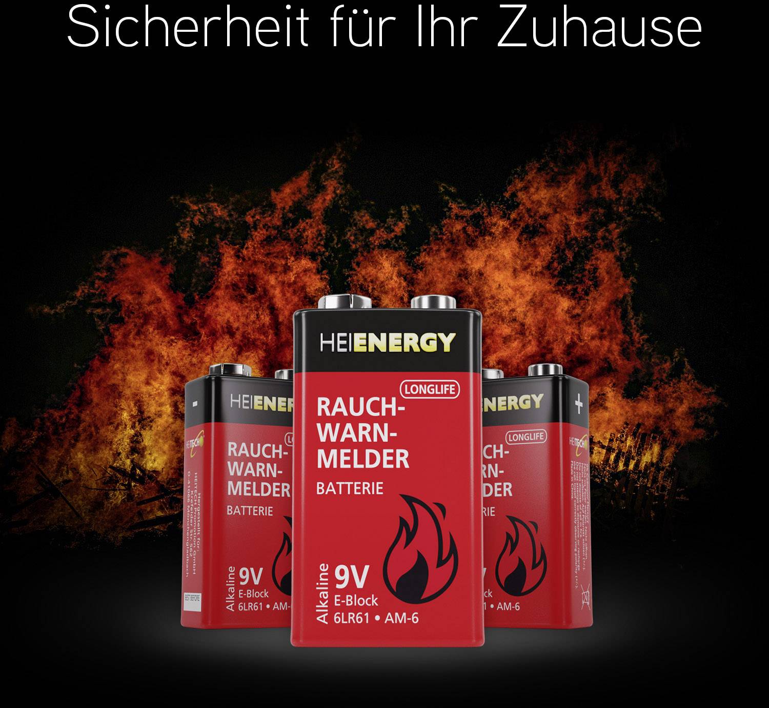 Heitech 9V Block-Batterie Alkali-Mangan 450 mAh 9V 2St.