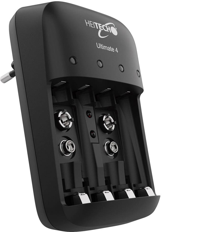 Heitech Ultimate 4 Rundzellen-Ladegerät NiMH, NiCd 9 V Block, Micro (AAA), Mignon (AA)