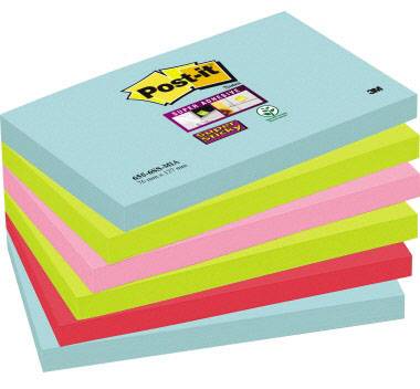 Post-it Haftnotiz 6556SMI 127 mm x 76 mm Türkis, Neongrün, Neonpink, Mohnrot 540 Blatt