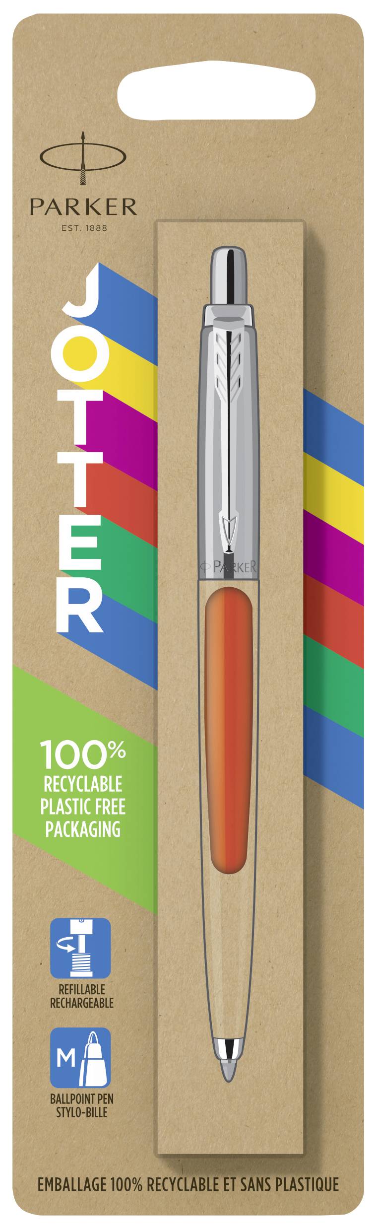 Parker Pen Kugelschreiber Jotter Orange 2076054 Schreibfarbe: Blau