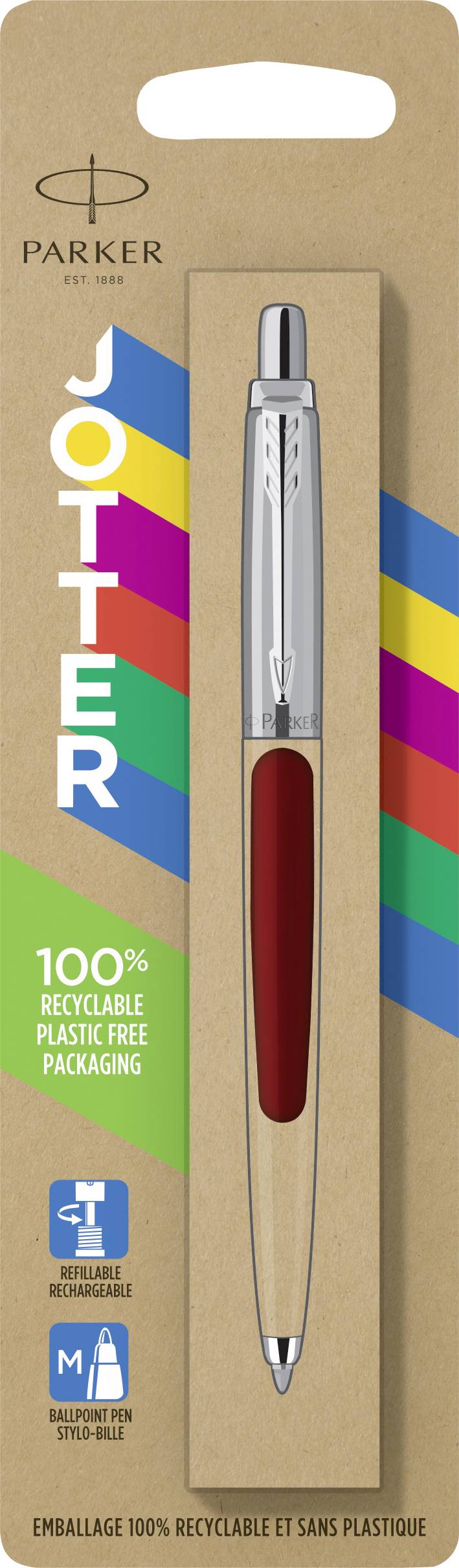 Parker Pen Kugelschreiber Jotter Rot 2096857 Schreibfarbe: Blau
