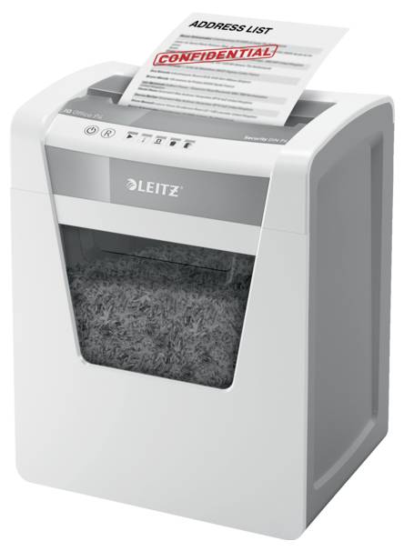 Ein Aktenvernichter zerkleinert ein Dokument mit dem Titel 'ADDRESS LIST', das als 'CONFIDENTIAL' gekennzeichnet ist.