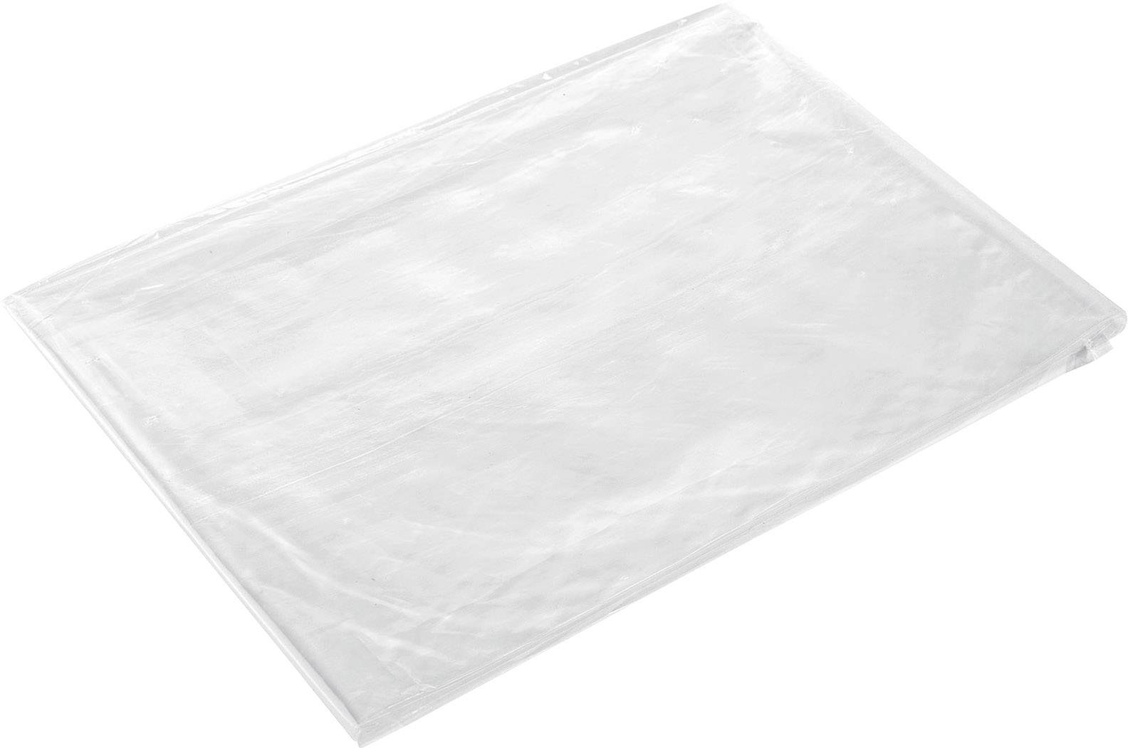 Ein transparentes Plastikfolienblatt liegt flach auf einer Oberfläche.