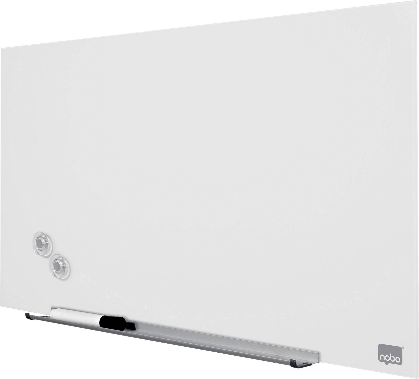 Nobo Glas-Magnetboard Diamond Glass Magnetic Widescreen (B x H) 67.7cm x 38.1cm Weiß Inkl. Ablageschale, Inkl. Boardmarker