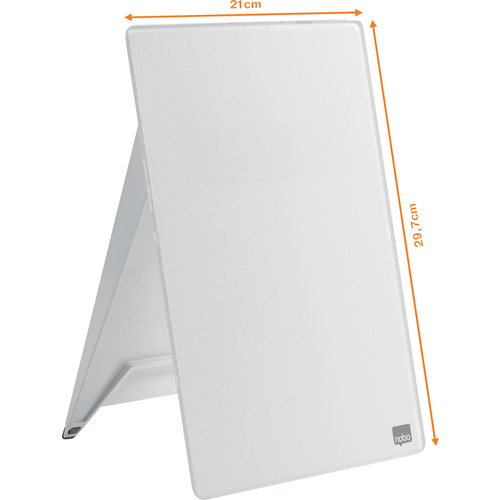 Nobo Glas-Notizboard Diamond Glass Desktop (B x H) 216mm x 297mm Brillant-Weiß Inkl. Tischständer, Inkl. Boardmarker