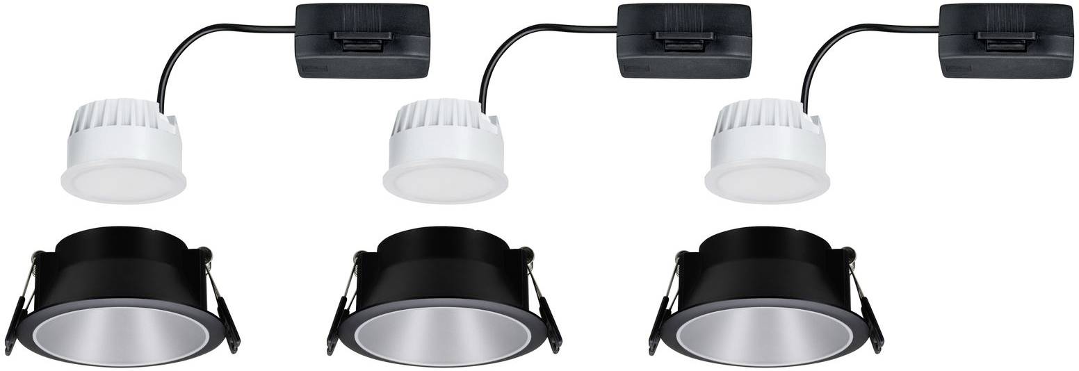 Paulmann 93408 Cole Coin Einbauleuchte 3er Set LED 18W Schwarz, Silber