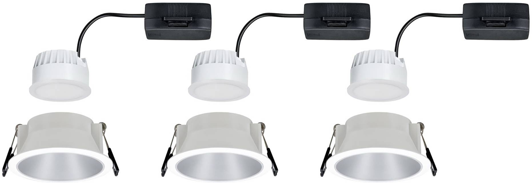 Paulmann 93410 Cole Coin Einbauleuchte 3er Set LED 6W Weiß, Silber