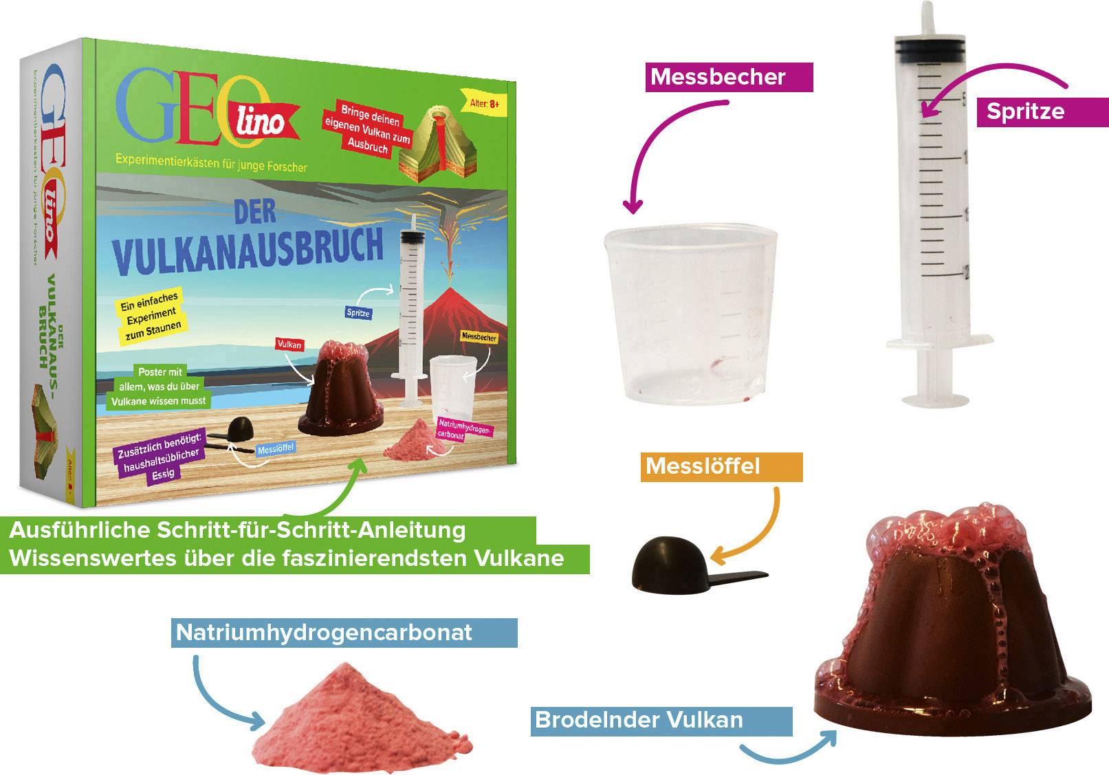 Geolino 67079 Vulkanausbruch Experimente, Naturwissenschaften, GEOlino Experimentierkasten ab 8 Jahre