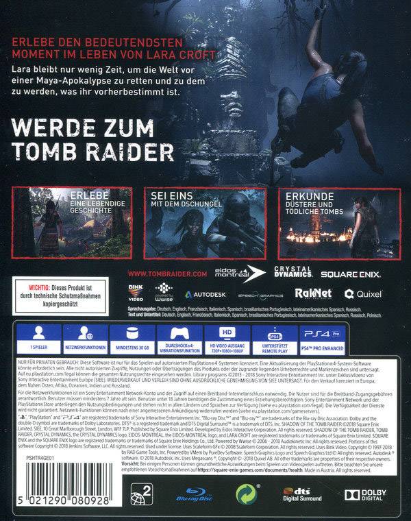 PS4 Shadow of the Tomb Raider PS4 USK: 16