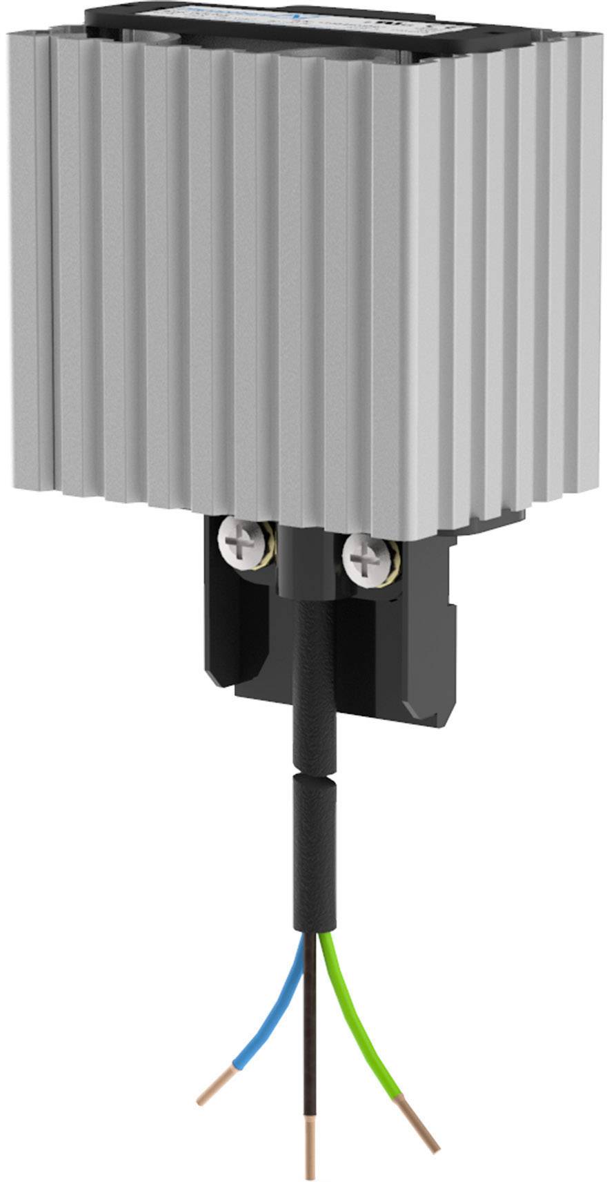 Ein rechteckiger Kühlkörper aus Metall mit sichtbaren Kühlrippen. Darunter befindet sich eine schwarze Halterung, aus der Kabel herausführen.
