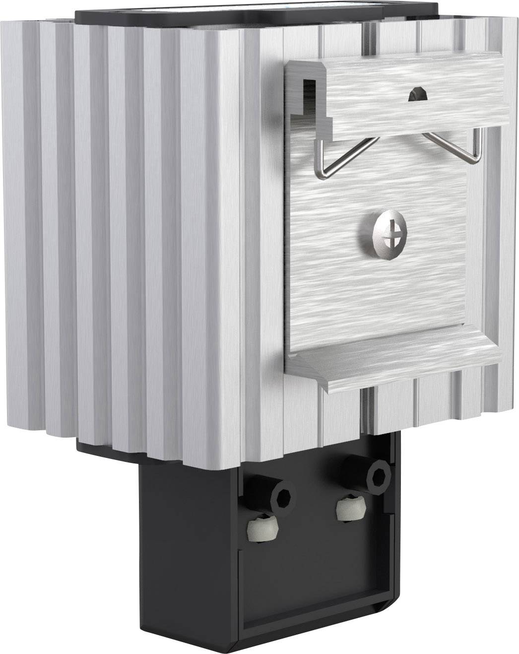 Metallschalter mit gerilltem Design; vorne sichtbarer Kippschalter, unten schwarze Elektronikhalterung.