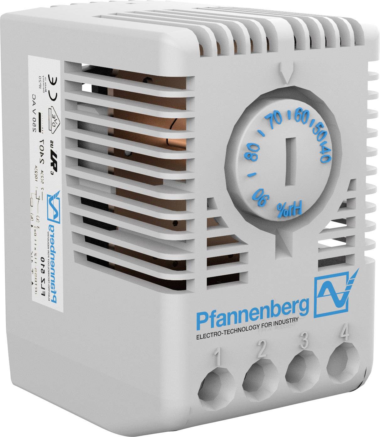 Pfannenberg Hygrostat FLZ 600 HYGROSTAT 40-90% r.F. 230 V/AC 1 Wechsler (L x B x H) 47 x 37 x 60mm 1St.