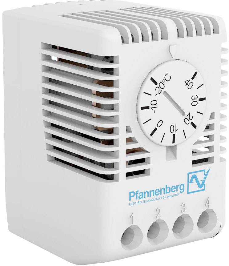 Thermostat mit weißem Gehäuse und Ziffernblatt zur Temperatureinstellung von -20°C bis 40°C, geeignet für industrielle Anwendungen.