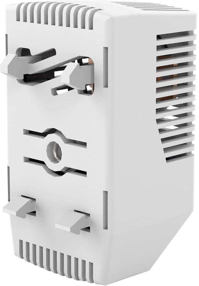 Ein rechteckiger, weißer Steckdosenadapter mit Lüftungsschlitzen, geeignet für internationale Steckertypen.
