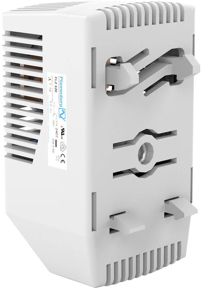 Kunststoffgehäuse mit Lüftungsschlitzen für elektronisches Gerät, rechteckig und grau, mit Aufhängemöglichkeit an der Wand.