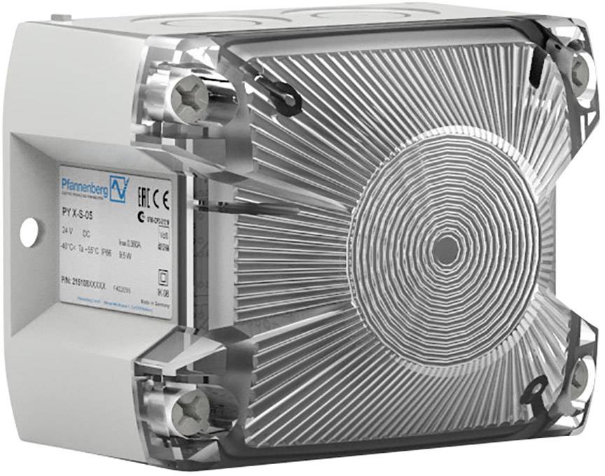 Ein rechteckiges Elektronikgehäuse mit runder Lüftungsöffnung an der Vorderseite, umgeben von mehreren Schrauben zur Befestigung.