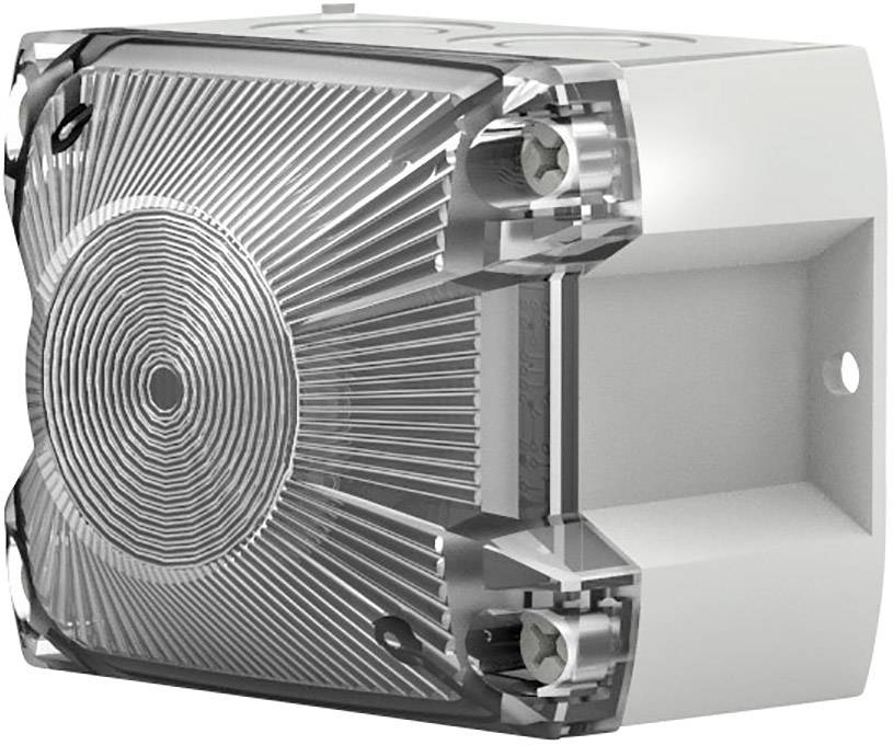 Ein viereckiger Wandlautsprecher mit klaren Linien und einem kreisförmigen Muster auf der Vorderseite, montiert in einem weißen Gehäuse.