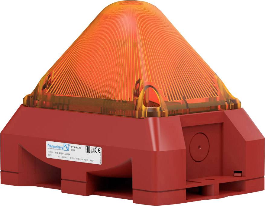 Ein rotes, kegelförmiges Warnlicht mit orangefarbenem Leuchteinsatz, typisch für den Einsatz als Alarmsignal oder Sicherheitslicht.