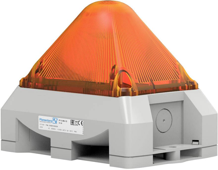 Ein rotes, pyramidenförmiges Warnlicht auf grauer Basis, das in industriellen oder technischen Umgebungen zur Signalisierung verwendet wird.