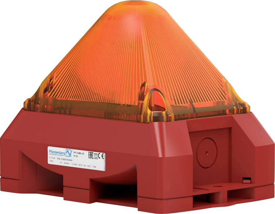 Ein rotes Warnlicht mit orangefarbener Kuppel, geeignet für den Einsatz in Sicherheitssystemen oder als Alarmsignal.