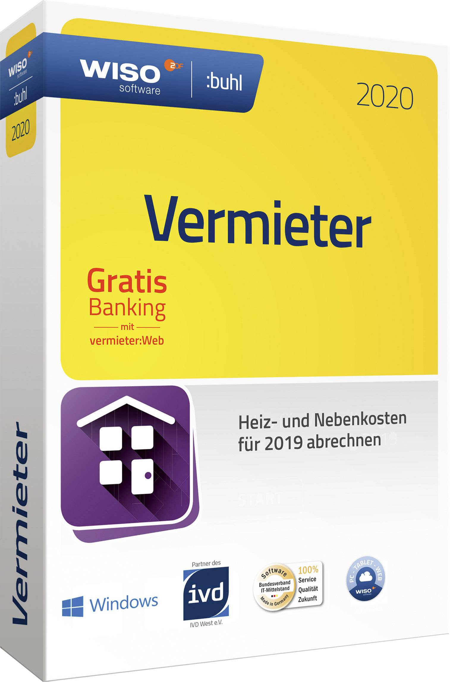 WISO Vermieter 2020 (5 WE - Klappbox) Vollversion, 1 Lizenz Windows Finanz-Software