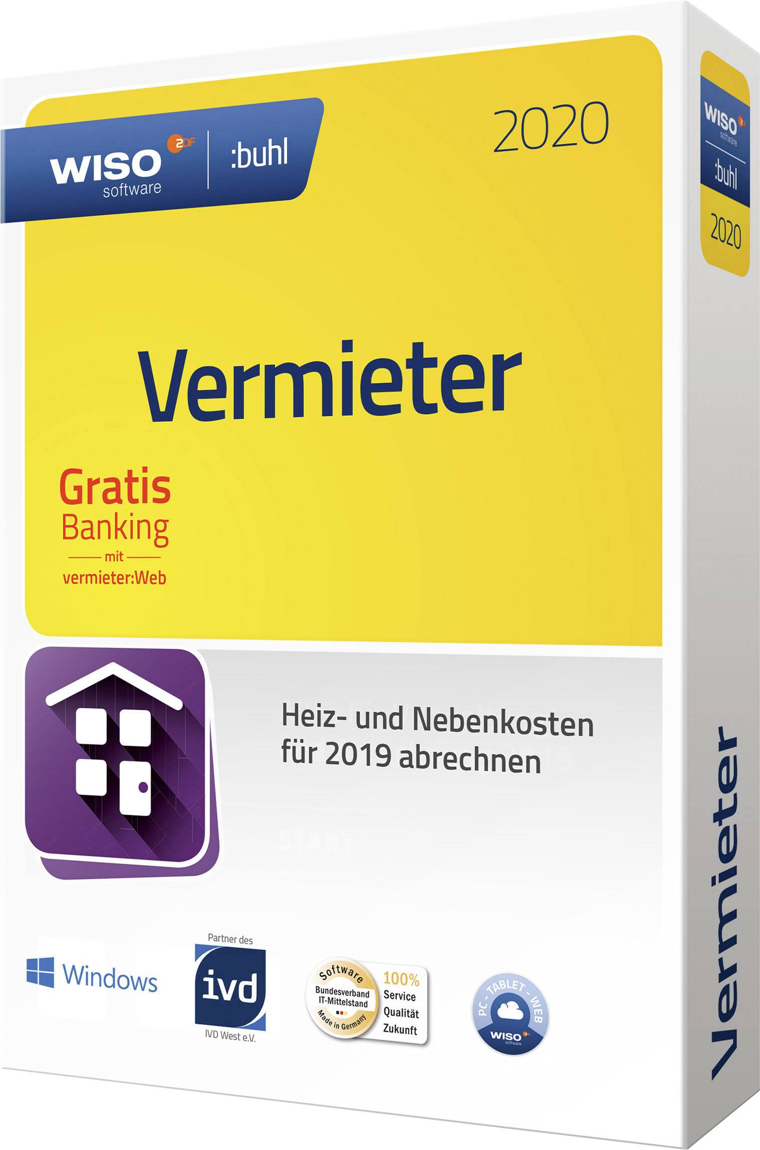 WISO Vermieter 2020 (5 WE - Klappbox) Vollversion, 1 Lizenz Windows Finanz-Software