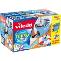 Vileda 158721 Turbo EasyWring & Clean Wischmop Komplett Set mit Wischkopf und Stielehalter Blau Vileda 158721 Turbo EasyWring & Clean Wischmop Komplett Set mit Wischkopf und Stielehalter Blau