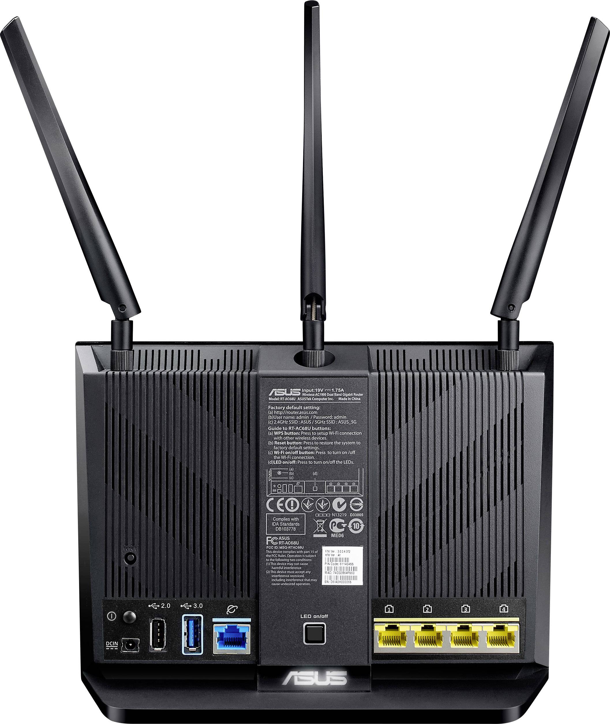 Asus RT-AC68U AC1900 WLAN Router mit Modem 2.4GHz, 5GHz