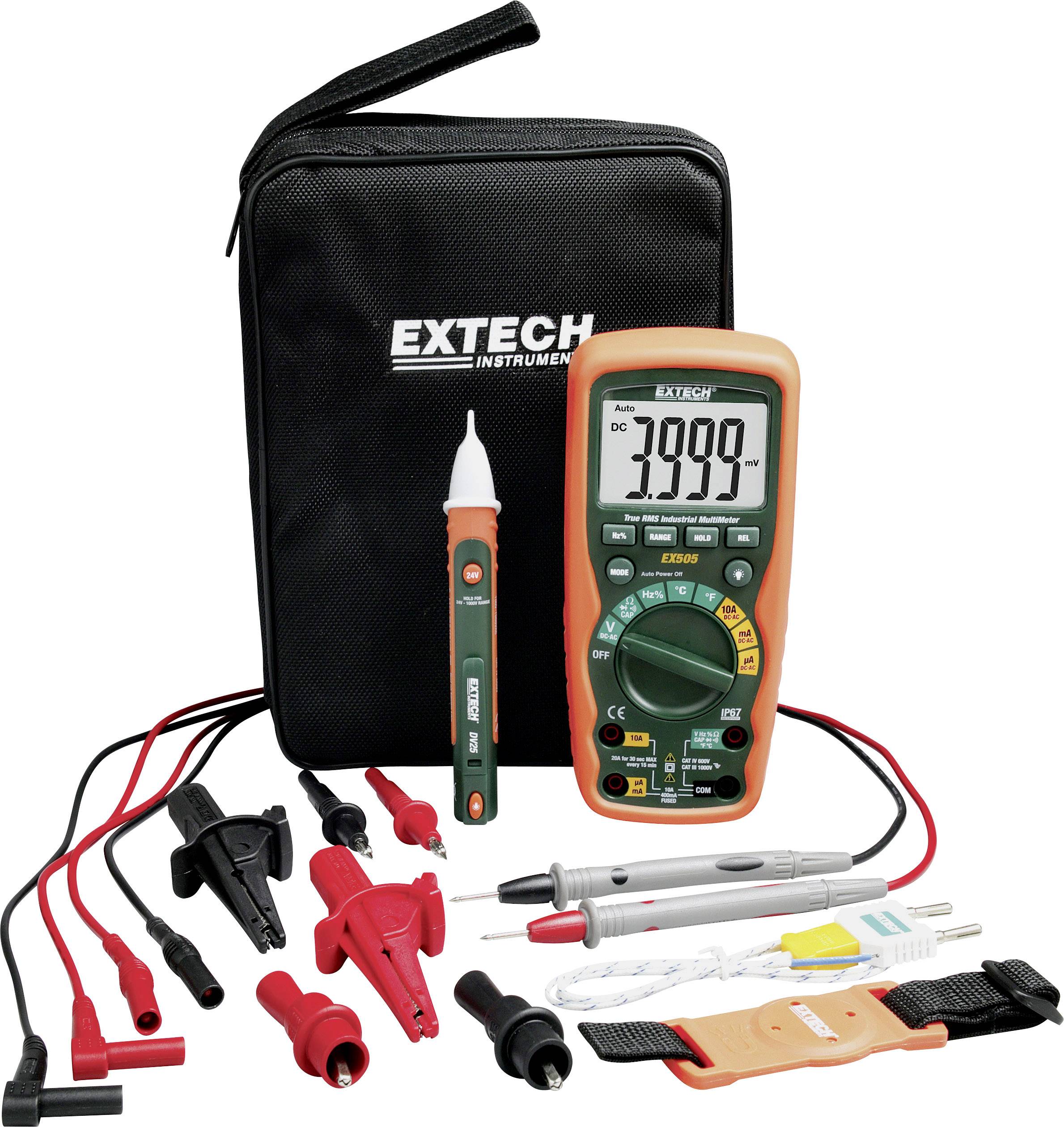Extech EX505-K Hand-Multimeter digital Wasserdicht (IP67) CAT IV 600V Anzeige (Counts): 4000