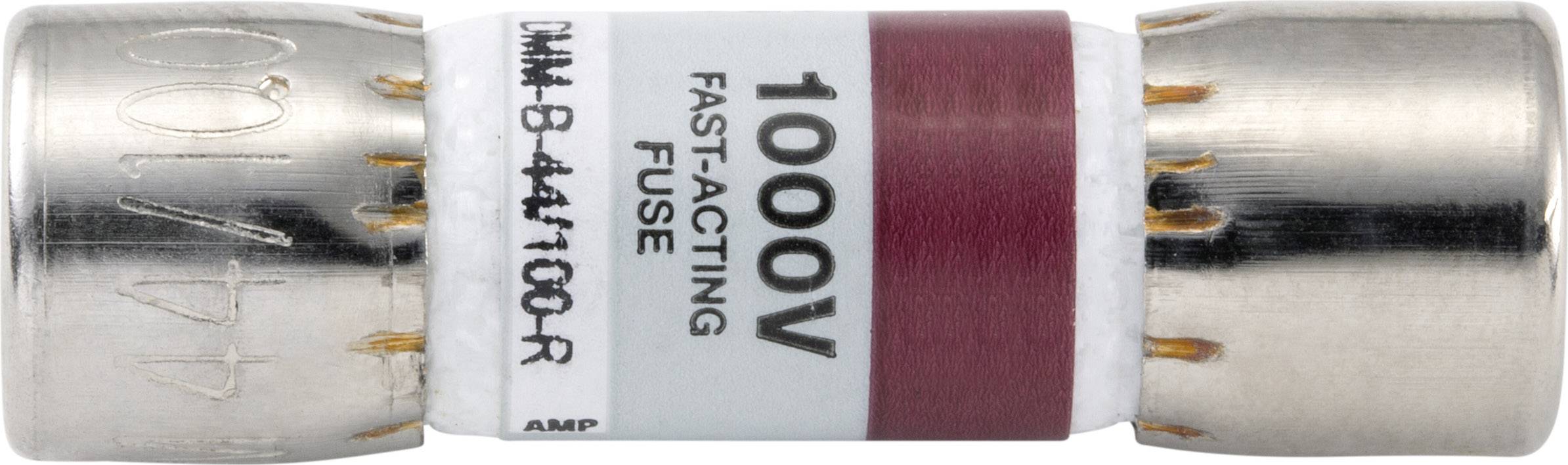 Sicherung mit der Aufschrift '1000V Fast-Acting Fuse', deutet auf eine hohe Spannung und schnelle Reaktion hin.