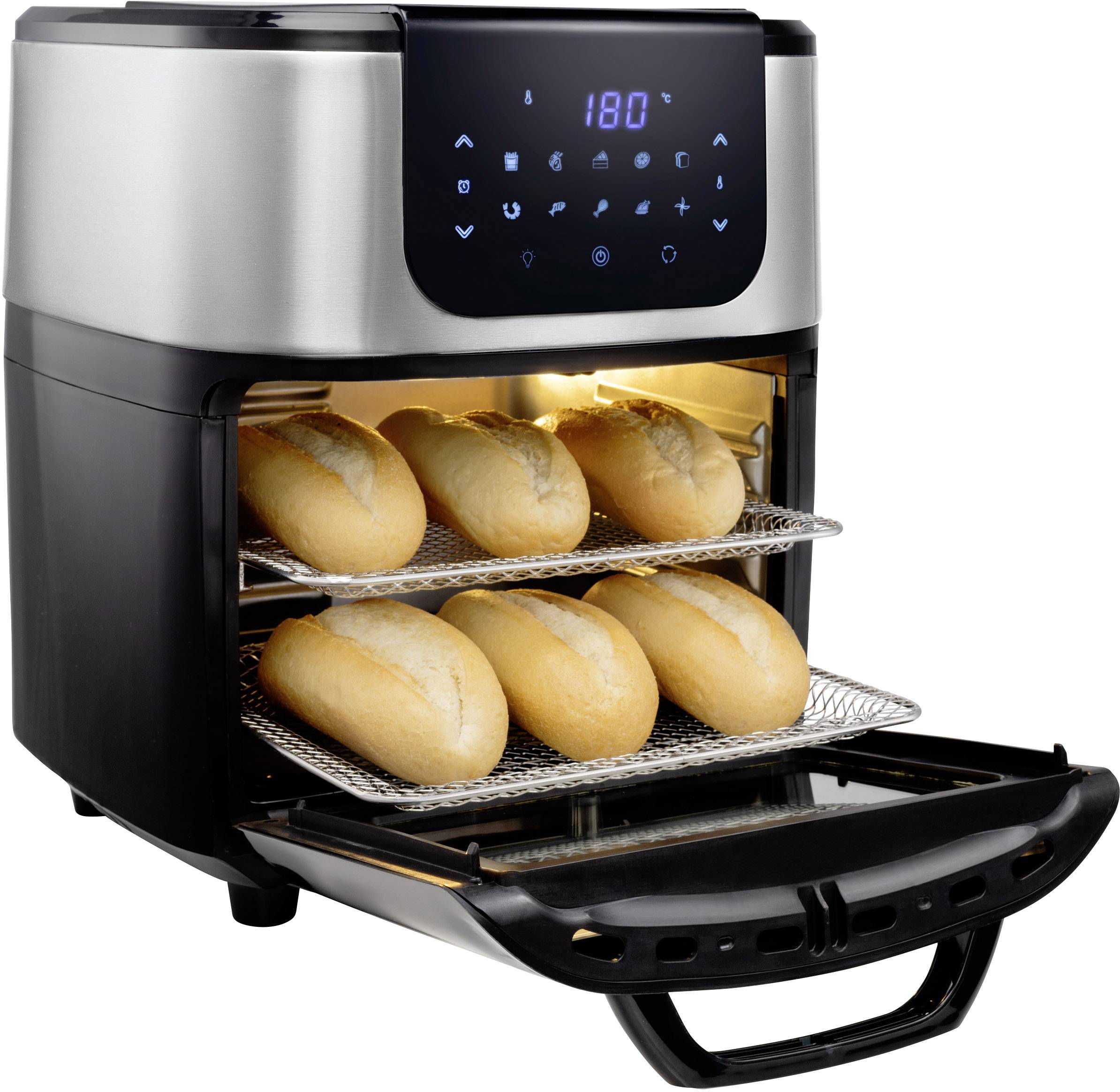 Princess 01.182070.01.001 Minibackofen 1800W Heißluft-Funktion, mit Display Schwarz, Silber