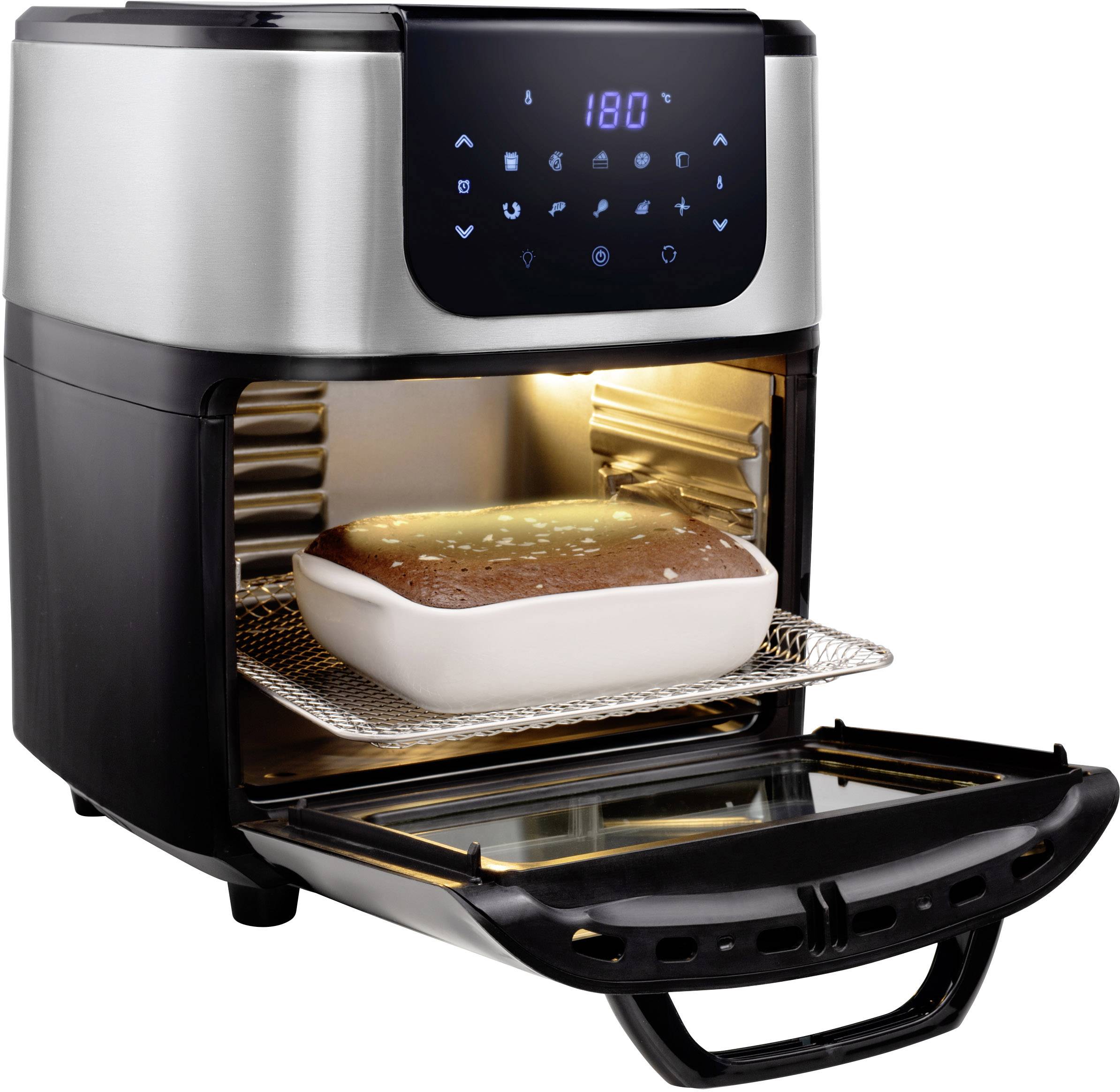 Princess 01.182070.01.001 Minibackofen 1800W Heißluft-Funktion, mit Display Schwarz, Silber