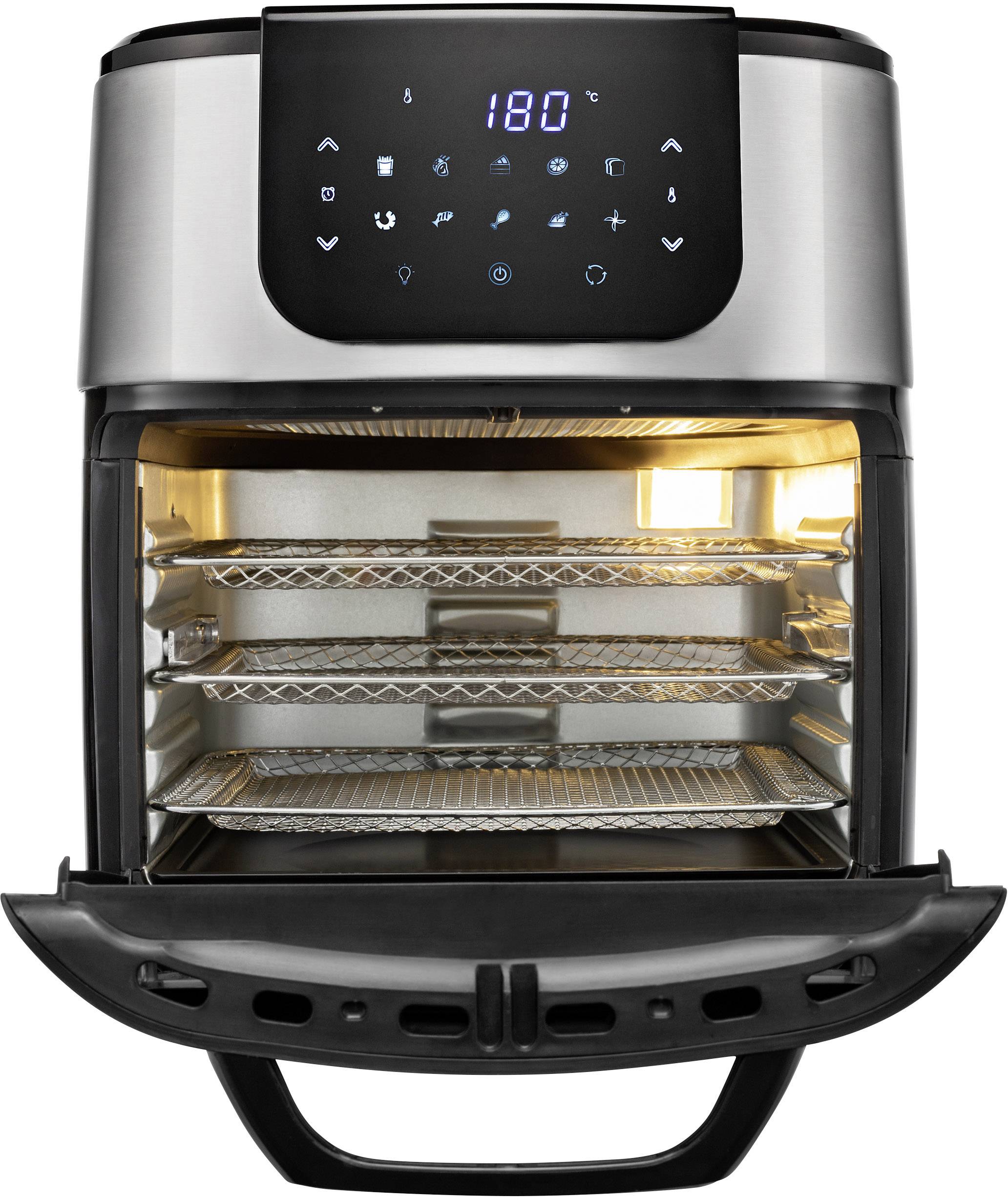 Princess 01.182070.01.001 Minibackofen 1800W Heißluft-Funktion, mit Display Schwarz, Silber