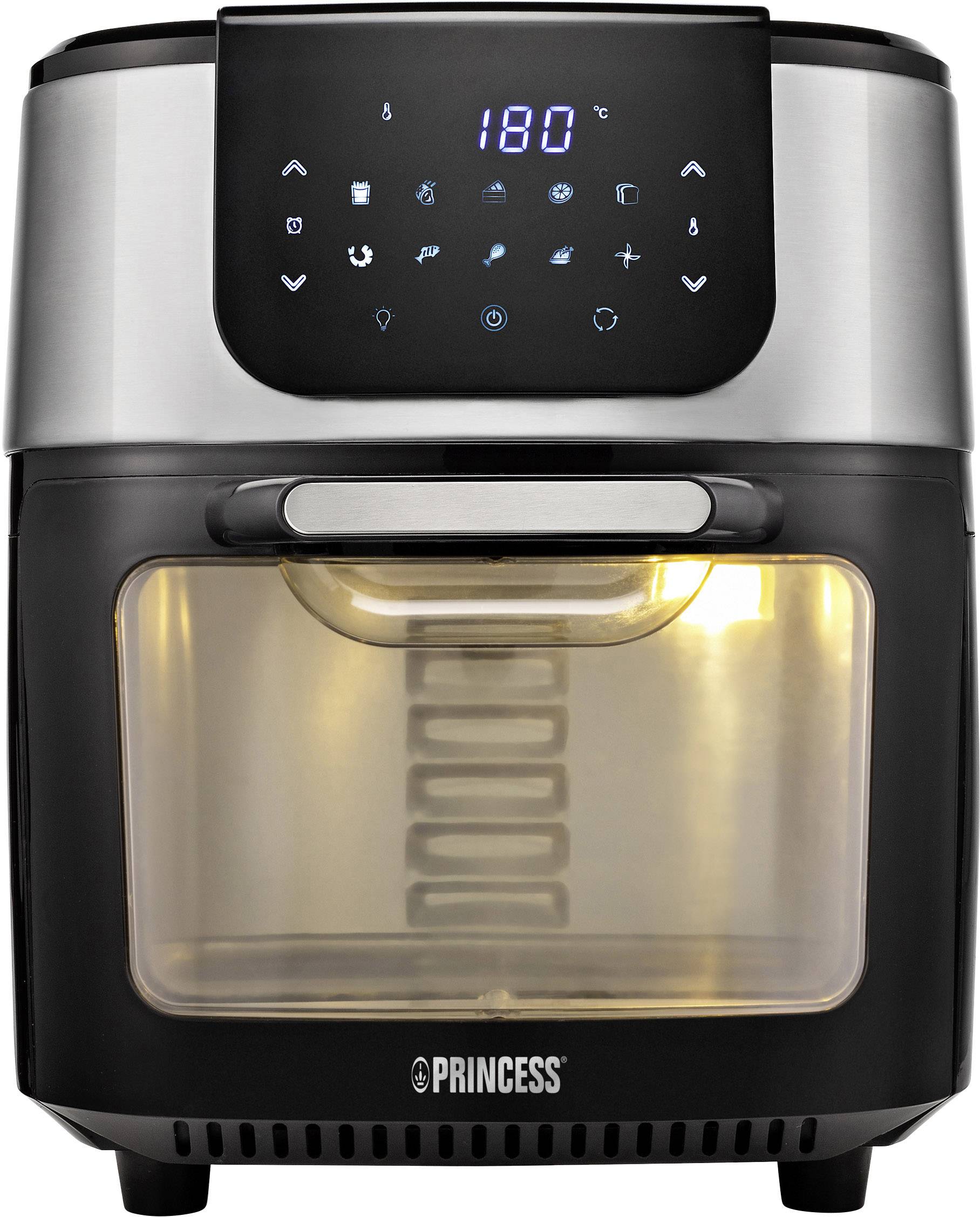 Princess 01.182070.01.001 Minibackofen 1800W Heißluft-Funktion, mit Display Schwarz, Silber