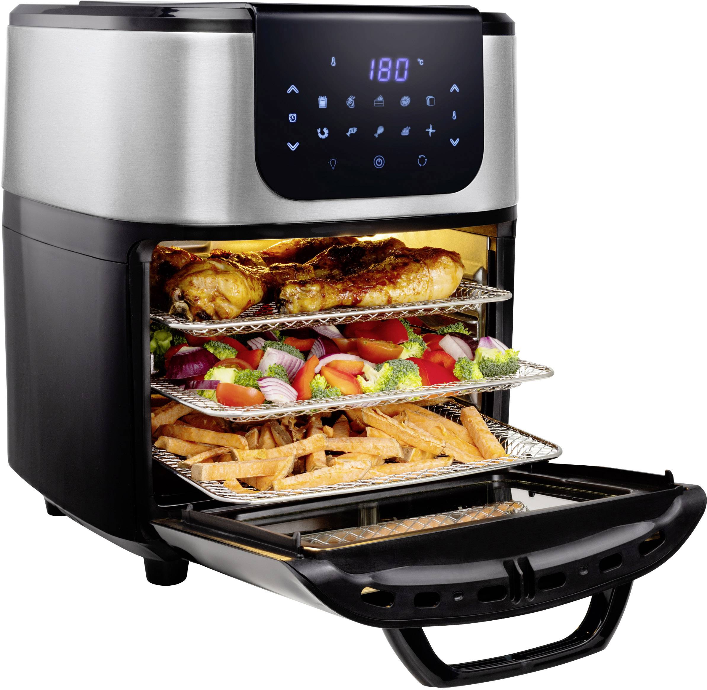 Princess 01.182070.01.001 Minibackofen 1800W Heißluft-Funktion, mit Display Schwarz, Silber