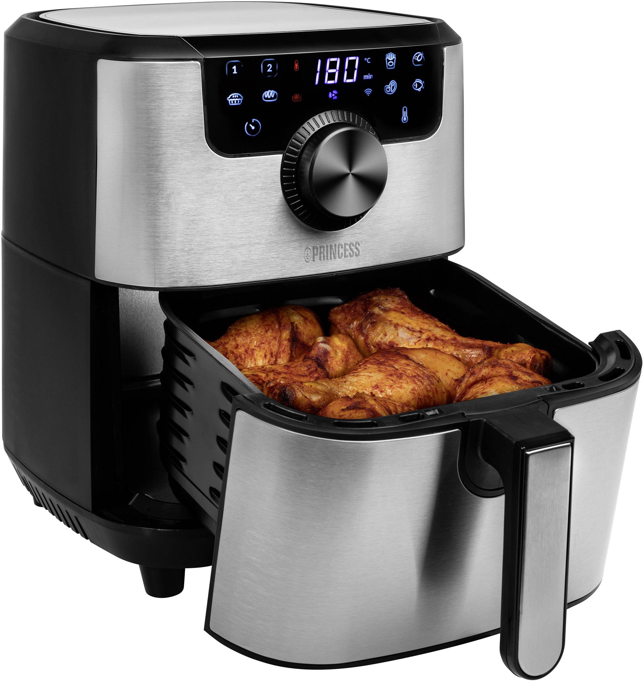 Princess 01.182037.01.001 Heißluft-Fritteuse 4.5l 1500W App steuerbar, Timerfunktion Schwarz, Silber