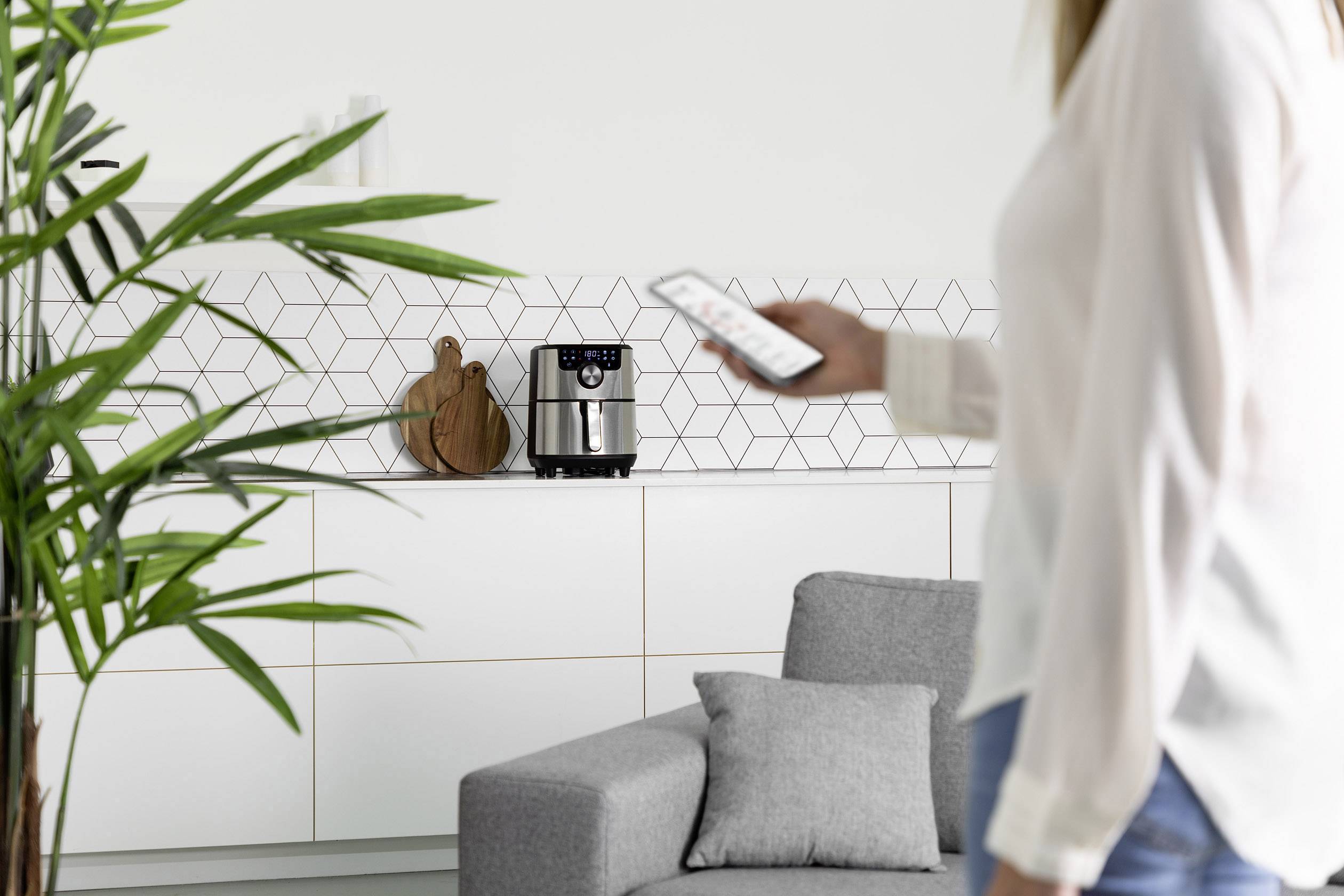 Princess 01.182037.01.001 Heißluft-Fritteuse 4.5l 1500W App steuerbar, Timerfunktion Schwarz, Silber