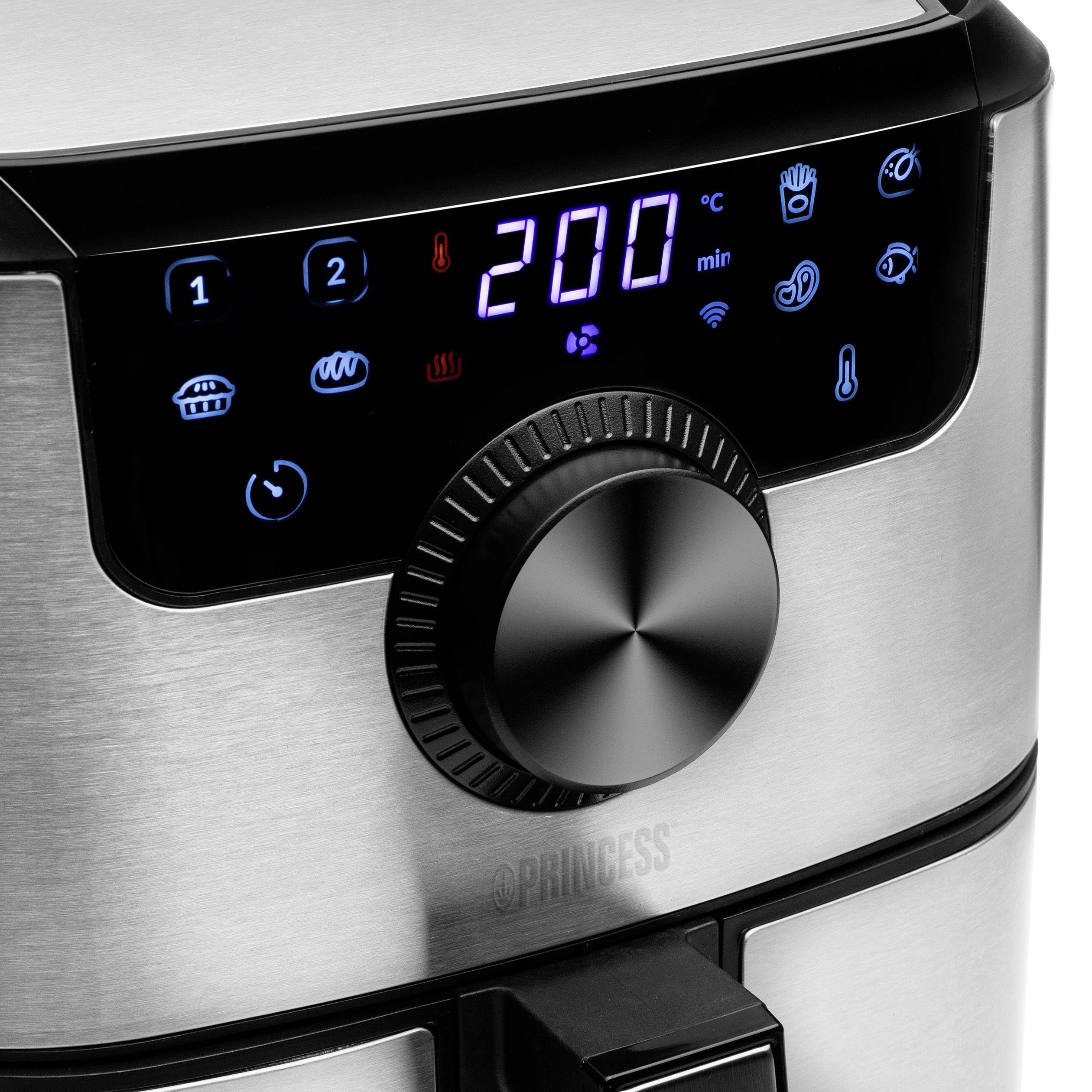 Princess 01.182037.01.001 Heißluft-Fritteuse 4.5l 1500W App steuerbar, Timerfunktion Schwarz, Silber