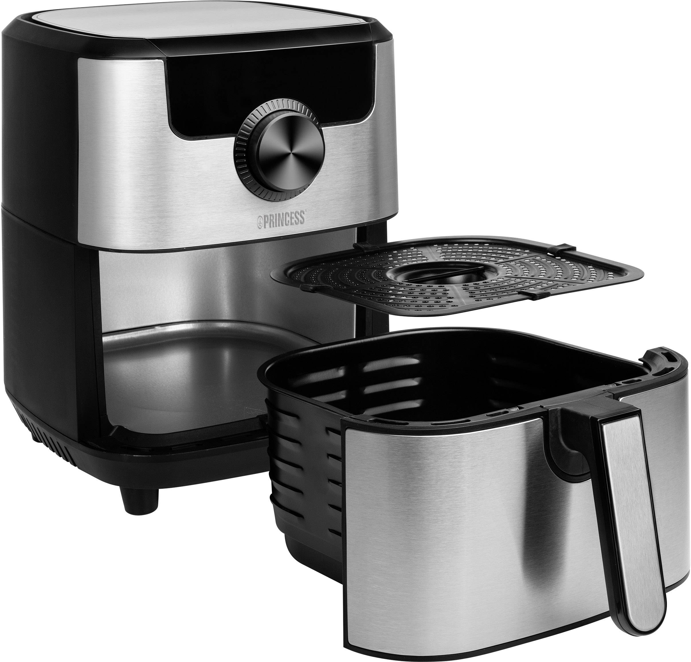 Princess 01.182037.01.001 Heißluft-Fritteuse 4.5l 1500W App steuerbar, Timerfunktion Schwarz, Silber