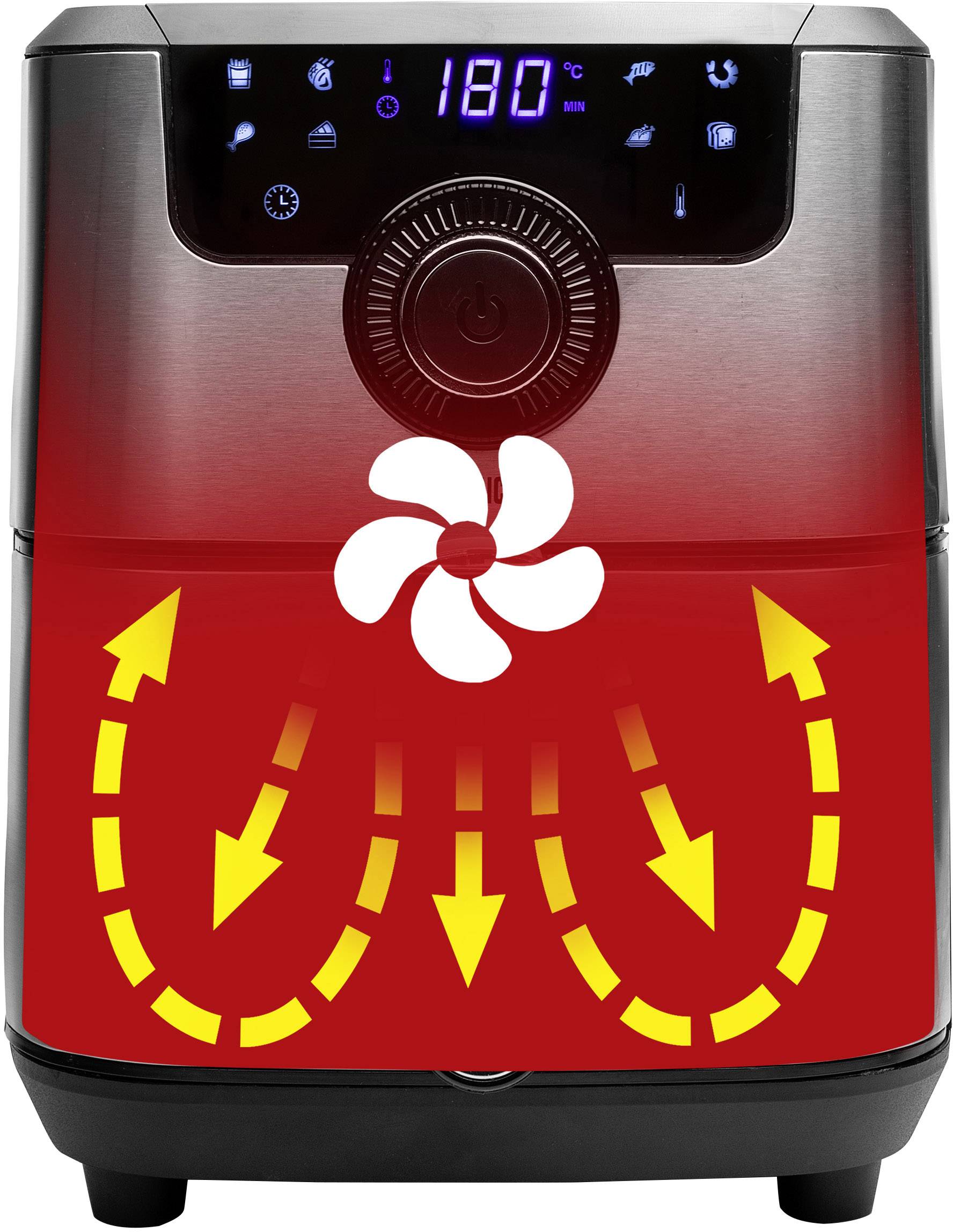 Princess 01.182037.01.001 Heißluft-Fritteuse 4.5l 1500W App steuerbar, Timerfunktion Schwarz, Silber