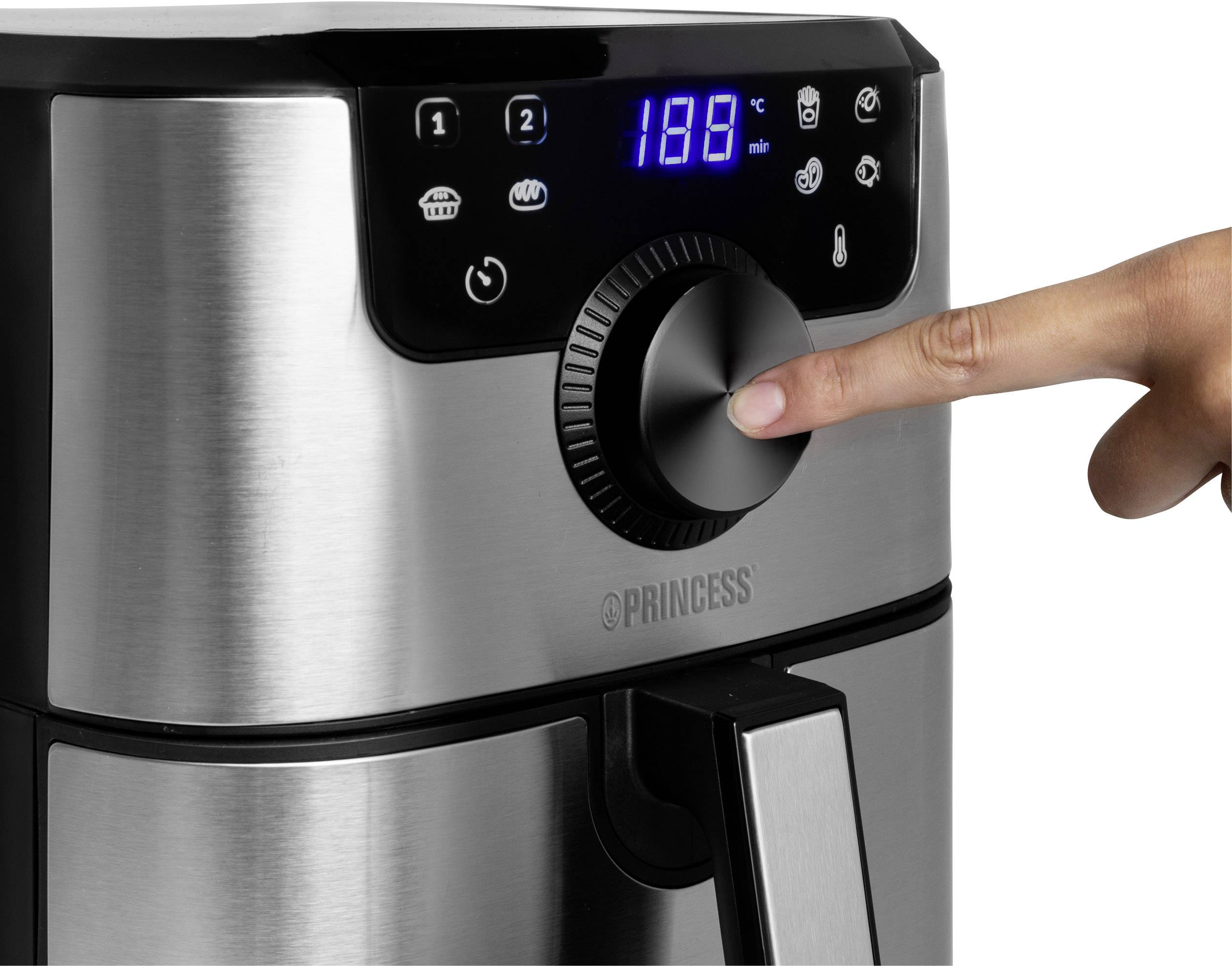 Princess 01.182037.01.001 Heißluft-Fritteuse 4.5l 1500W App steuerbar, Timerfunktion Schwarz, Silber