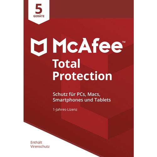 McAfee Total Protection 5 Device (Code in a Box) 2020 Vollversion, 5 Lizenzen Windows, Mac, Android, iOS Antivirus