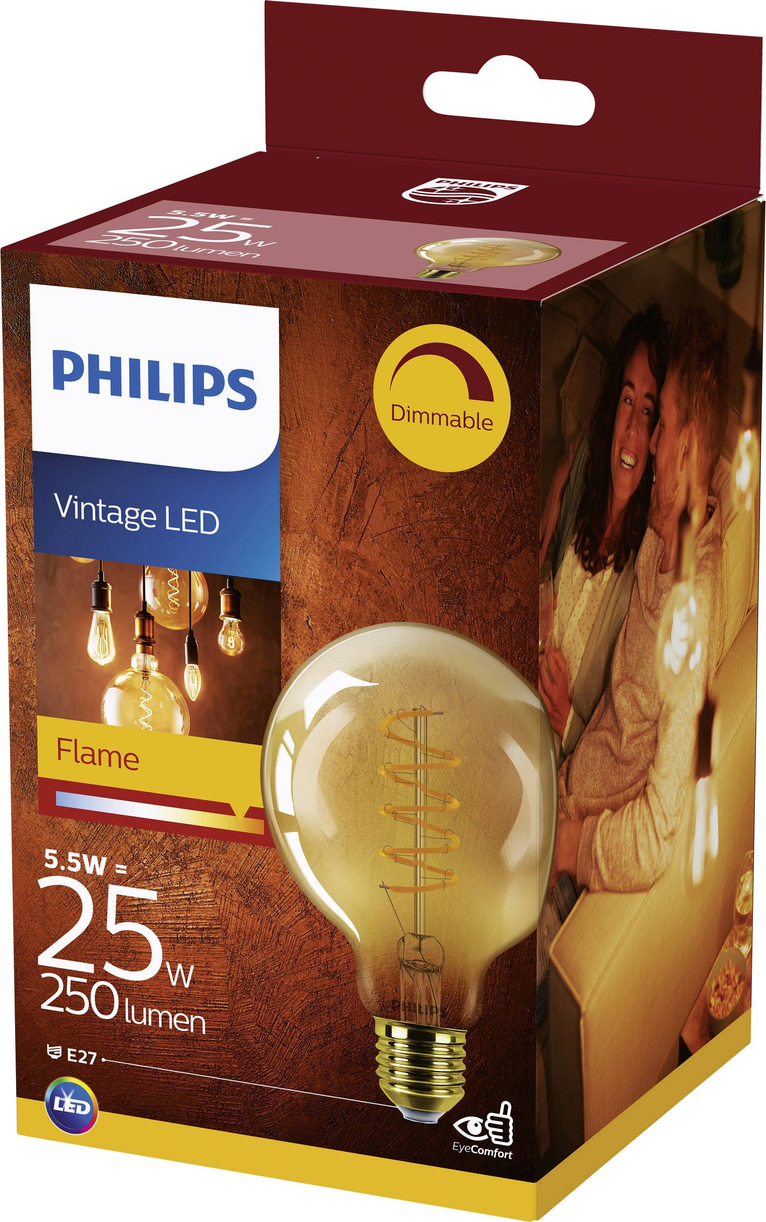 Philips 67607000 LED E27 Globeform 5.5W = 25W Warmweiß (Ø x L) 9.5cm x 14cm dimmbar 1St.