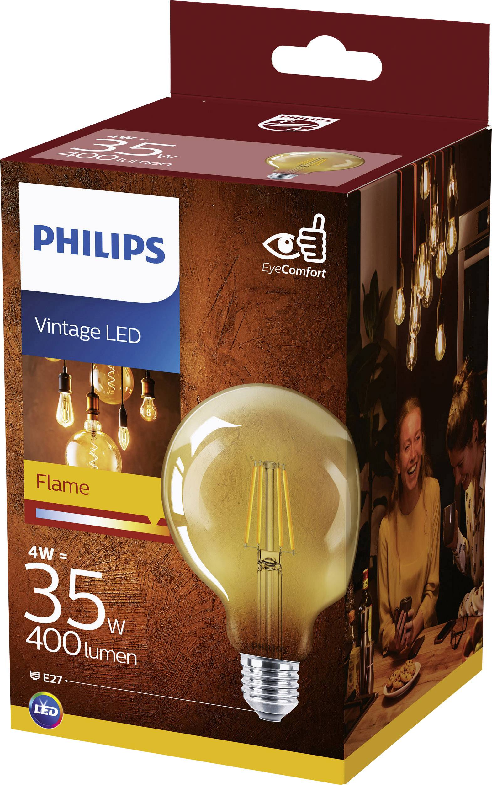 Philips 67360400 LED EEK F (A - G) E27 Globeform 4W = 35W Warmweiß (Ø x L) 9.5cm x 14cm nicht dimmbar 1St.