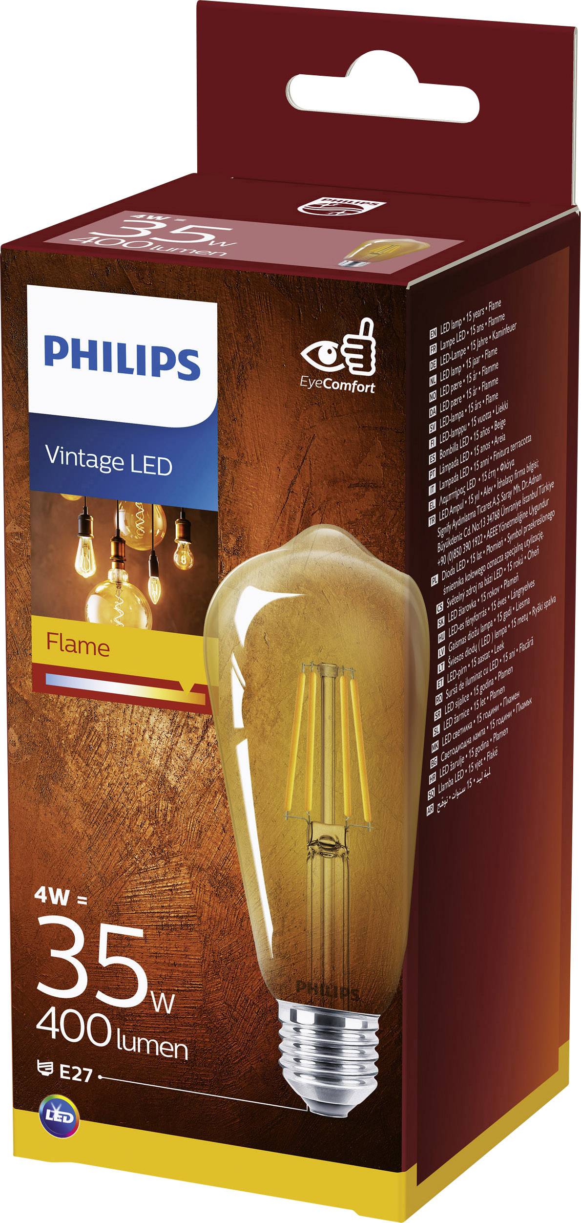 Philips 67354300 LED EEK F (A - G) E27 Spezialform 4W = 35W Warmweiß (Ø x L) 6.4cm x 14.2cm Filament 1St.