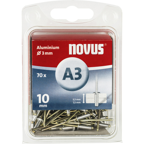 Novus 110057020 Blindniete (Ø x L) 3 mm x 10 mm Aluminium Aluminium 70 St.
