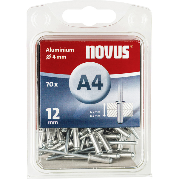 Novus 110057027 Blindniete (Ø x L) 4 mm x 12 mm Aluminium Aluminium 70 St.