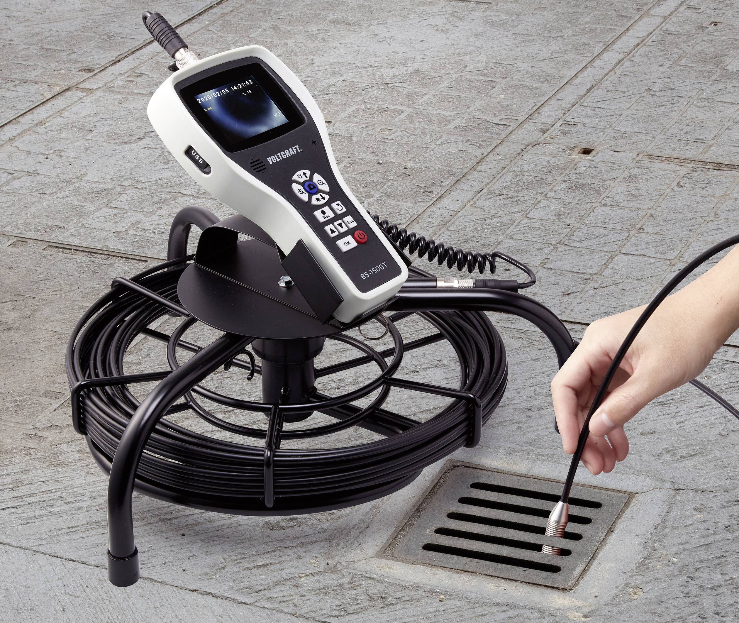 VOLTCRAFT BS-14mm/25m Endoskop-Sonde Sonden-Ø 14mm 25m Wasserdicht, Wechselbare Kamerasonde, Optionale Verlängerungen