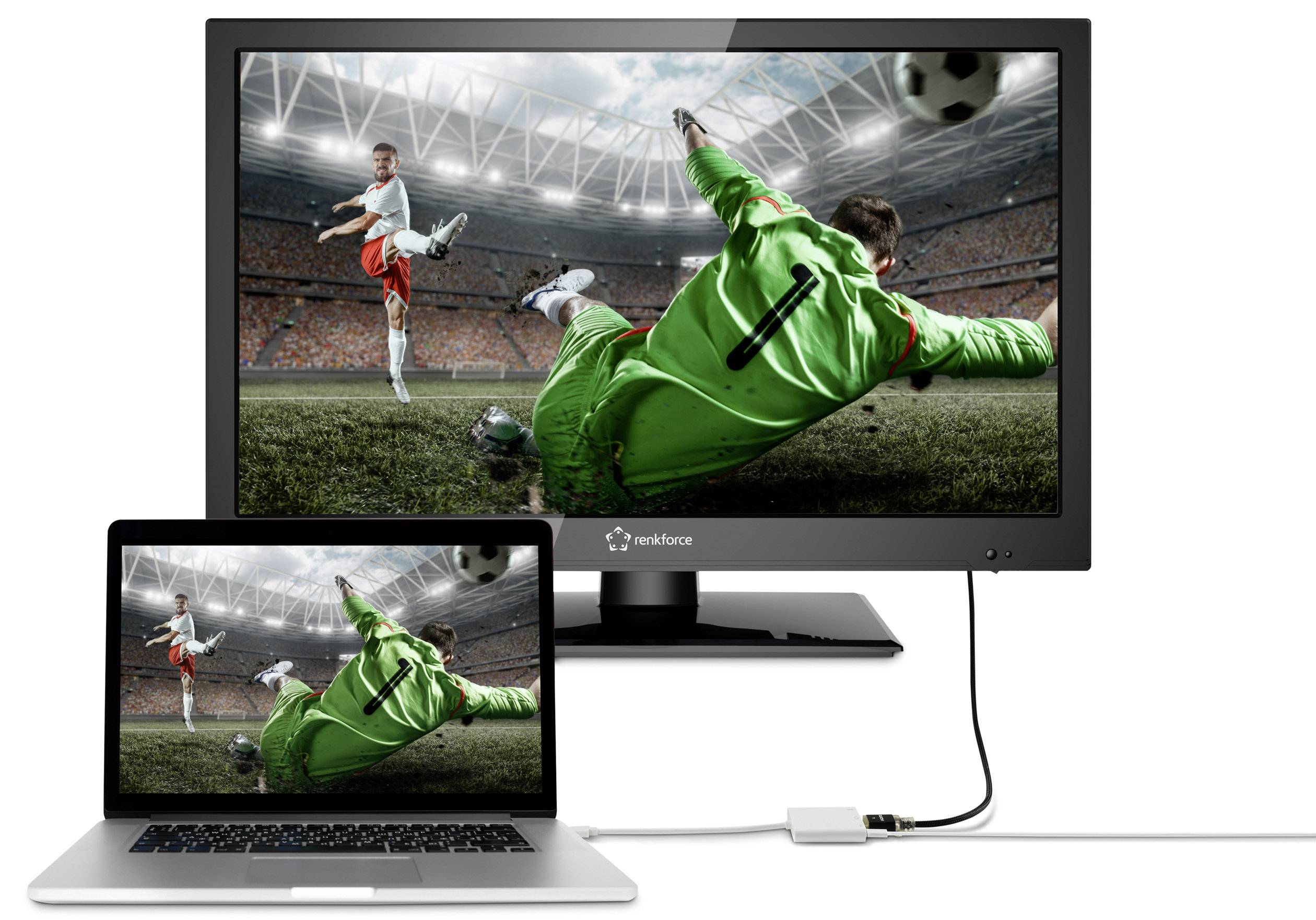 Renkforce RF-4366444 Adapter [1x USB-C® Stecker - 1x HDMI-Buchse, USB 3.2 Gen 1 Buchse A (USB 3.0), USB-C® Buchse] Weiß